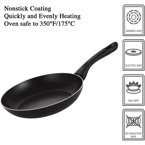  Artist Unknown Mirazur Non-stick Skillet Set, Aluminium 3 Piece Set 8 9.5 11 Open Frying Pan Stovetop Dishwasher Safe, Black