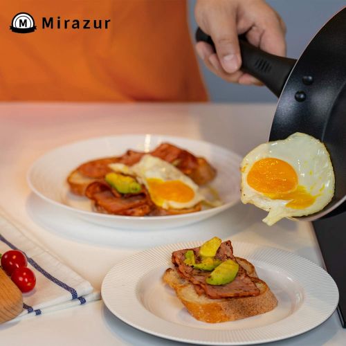  Artist Unknown Mirazur Non-stick Skillet Set, Aluminium 3 Piece Set 8 9.5 11 Open Frying Pan Stovetop Dishwasher Safe, Black