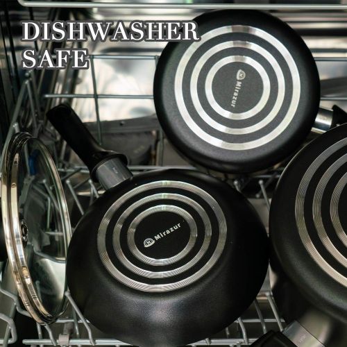  Artist Unknown Mirazur Non-stick Skillet Set, Aluminium 3 Piece Set 8 9.5 11 Open Frying Pan Stovetop Dishwasher Safe, Black