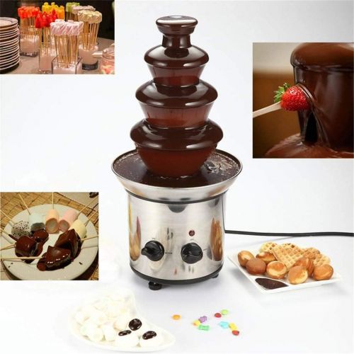  [아마존베스트]Unknown 4 Tiers Commercial Stainless Steel Hot New Luxury Chocolate Fondue Fountain New