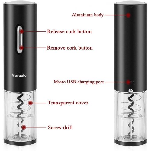  [아마존베스트]N / A Electric Wine Opener, Automatic Corkscrew Wine Opener with Foil Cutter, Wine Stopper, Wine Pourer and Base, Perfect Wine Gift Kit (Black)