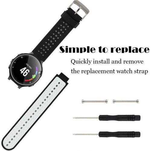  [아마존베스트]Unknown Replacement for Garmin Forerunner 235 / Garmin Approach S20 S5 S6 Watch Band Accessory, Adjustable Silicone Solid&Pattern Strap Wristband for Forerunner 220/230/620/630/735XT/235Li
