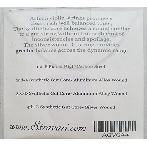  Artista Premium Synthetic Gut Core Violin String Set for 4/4 and 3/4 - AGVG44