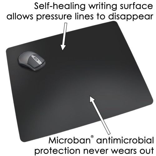  Artistic 20 x 36 Rhinolin II Ultra-Smooth Writing Pad Desk Mat with Exclusive Microban Antimicrobial Protection, Black