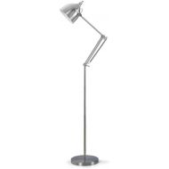 Artiva USA Silverado, Contemporary Design, 61-inch Brushed Steel Metal Floor Lamp with Adjustable Swing Arm and Heavy, Sturdy Base
