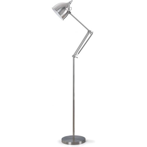  Artiva USA Silverado, Contemporary Design, 61-inch Brushed Steel Metal Floor Lamp with Adjustable Swing Arm and Heavy, Sturdy Base