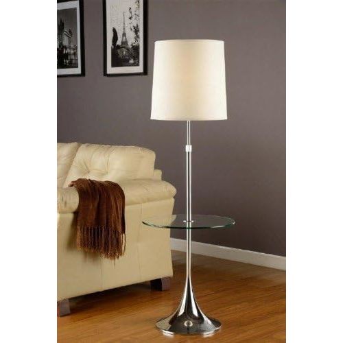  Artiva USA Enzo, Adjustable 52 to 65-inch Modern Chrome Floor Lamp with Tempered Glass Table