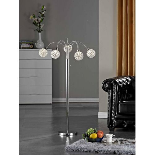  Artiva USA 7783FLC SOHO 65 H Modern Chrome 5-Light Crystal Balls Floor Lamp with Dimmer, 65 x 48 x 48 inches