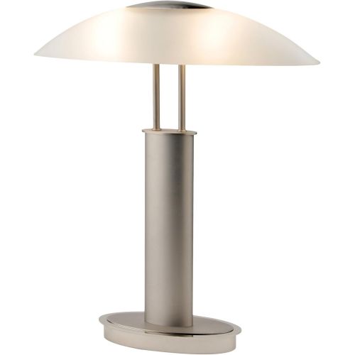  Artiva USA LED9476 Avalon Plus Modern 2-Tone Satin Nickel LED Touch Table Lamp with Oval Frosted Glass Shade, 18.5, Brushed Steel