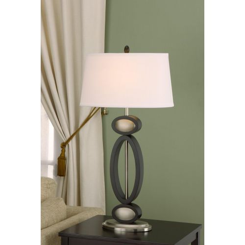  Artiva USA Infinity, Contemporary Design, 33.5-Inch Dark Walnut, Espresso and Brushed Steel Finished Modern Table Lamp