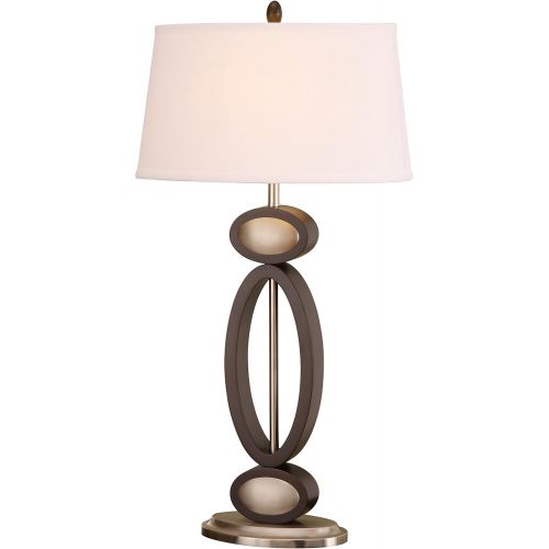  Artiva USA Infinity, Contemporary Design, 33.5-Inch Dark Walnut, Espresso and Brushed Steel Finished Modern Table Lamp