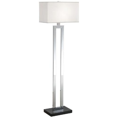  Artiva USA Geometric, Contemporary Design, 60-Inch Chrome & Black Contrast Floor Lamp with Rectangular Hardback Shade