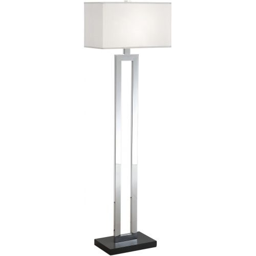  Artiva USA Geometric, Contemporary Design, 60-Inch Chrome & Black Contrast Floor Lamp with Rectangular Hardback Shade