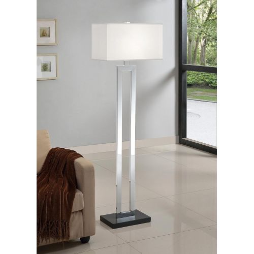  Artiva USA Geometric, Contemporary Design, 60-Inch Chrome & Black Contrast Floor Lamp with Rectangular Hardback Shade