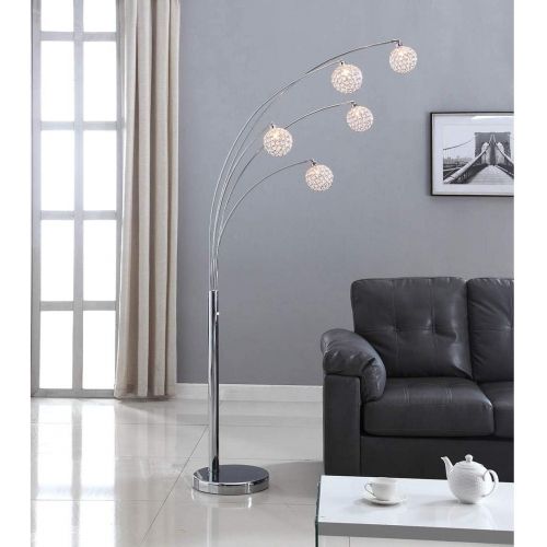  Artiva USA A511118FSN Manhattan Modern Crystal Floor Lamp, 84H, Chrome