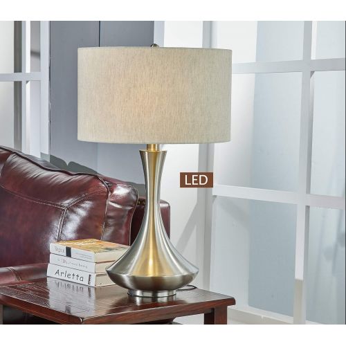  Artiva USA LED21012TT Aladdin 2-Light LED Table Lamp, 28.5, Brushed Steel