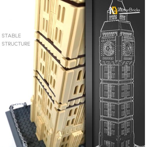  ArtorBricks Architectural Big Ben Large Collection Building Set Model Kit and Gift for Teens and Adults , Compatible with Lego (1666 Pieces)