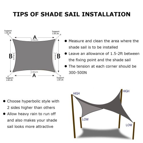  [아마존 핫딜]  [아마존핫딜]Artpuch 10 x 13 Sun Shade Sails Canopy Rectangle Sand, 185GSM Shade Sail UV Block for Patio Garden Outdoor Facility and Activities