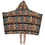 Artsadd Unique Debora Custom Hooded Bath Towels Soft Warm Lightweight for Kids with Bookshelf Full Of Books Old Library
