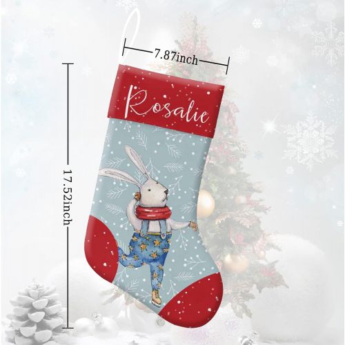  Artsadd Personalized Christmas Stocking Add Name Custom Christmas Name Gifts Rabbit Christmas Stocking Fireplace Home Christmas Decoration for Xmas Party