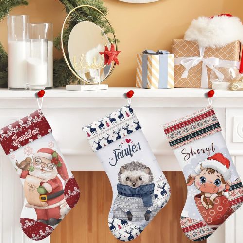  Artsadd Personalized Christmas Stocking Add Name Custom Christmas Name Gifts Rabbit Christmas Stocking Fireplace Home Christmas Decoration for Xmas Party