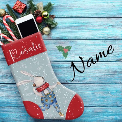  Artsadd Personalized Christmas Stocking Add Name Custom Christmas Name Gifts Rabbit Christmas Stocking Fireplace Home Christmas Decoration for Xmas Party