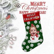 Artsadd Personalized Christmas Stocking with Face Custom Snowman Christmas Stocking Fireplace Home Decoration for Xmas Party