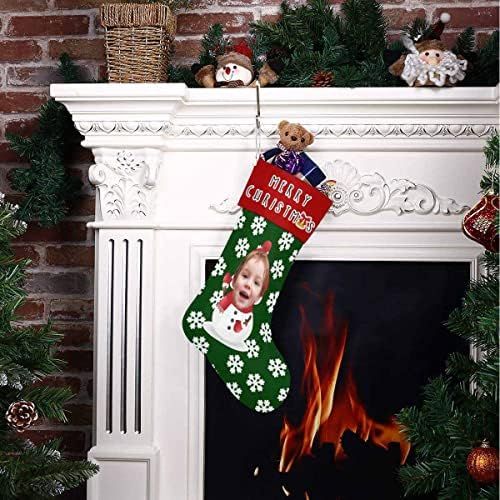  Artsadd Personalized Christmas Stocking with Face Custom Snowman Christmas Stocking Fireplace Home Decoration for Xmas Party