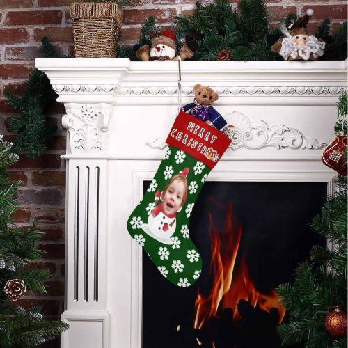  Artsadd Personalized Christmas Stocking with Face Custom Snowman Christmas Stocking Fireplace Home Decoration for Xmas Party