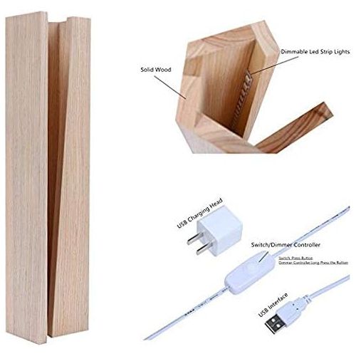  [아마존 핫딜] [아마존핫딜]Arturesthome Wood Table Lamp, Bedroom Night Light, Dimmable Led Lighting, Creative Home Decor, Unique Housewarmging Gift(14 inch)