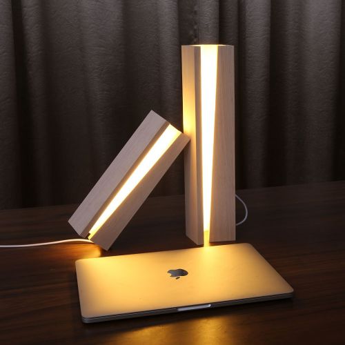  Arturesthome Wood Desk Lamp, Bedroom Dimmable Warm Light, Led Wooden Table Lamp, Beside Desk Accessories, Unique Home Decor Gift for Men Women Teens Children Kids(2 Pack)