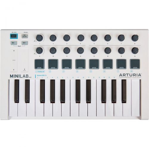  Arturia},description:Compact and Rich in FeaturesArturia’s MiniLab Universal MIDI Controller combines hands-on control with style and portability. Ultra-compact yet loaded with fea