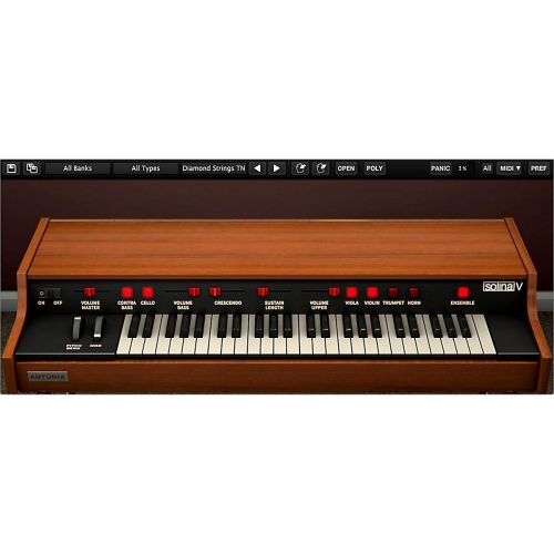  Arturia},description:The Solina V is Arturias latest venture into classic keyboards. The Solina V is physically modeled and faithfully reproduces the classic ArpEminent Solina str