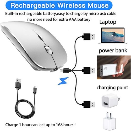  [아마존베스트]EST Wireless Mouse for MacBook Air/Pro Wireless Mouse for MacBook Laptop Windows iMac (Silver)