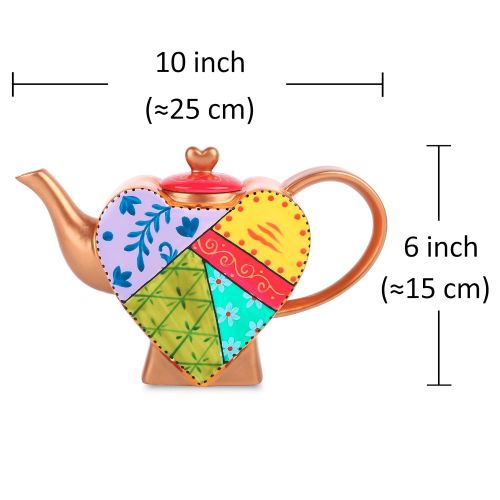  Artvigor, Porzellan Kaffeekanne 850 ml, Bunte Teekanne, Herz Design