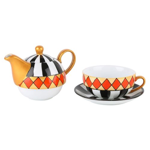  Artvigor, Tea for one Set, Porzellan Teekanne, Teetasse, Untersetzer, 0,4 Liter mit 0,3 Liter