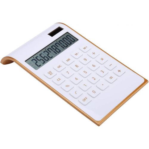  [아마존베스트]Artyea Calculator, Slim Elegant Design, Office/Home Electronics, Dual Powered Desktop Calculator, Solar Power, 10 Digits, Tilted LCD Display, Inclined Design, White (Slim2)