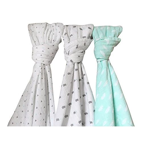  Aryan and Gin Unique Baby Muslin Swaddle Set, 3-Pack Soft and Breathable Swaddle Receiving Blankets,...