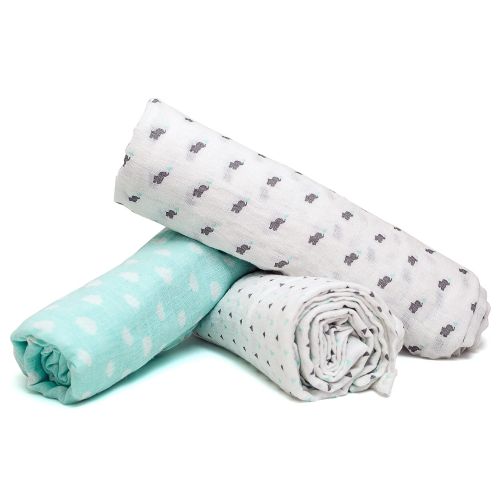  Aryan and Gin Unique Baby Muslin Swaddle Set, 3-Pack Soft and Breathable Swaddle Receiving Blankets,...