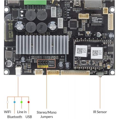  [아마존베스트]Arylic WiFi&Bluetooth 5.0 Home Audio Amplifier with 50+50W 21V DC/2.0 Stereo Channel， Multiroom/multizone Streaming subwoofer Amplifier Board，WiFi Speaker Board for DIY Speaker board-Up2s