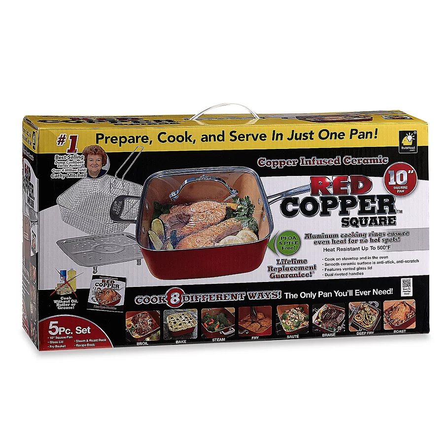  As Seen on TV Red Copper™ 5-Piece Deep 10-Inch Square Pan Set