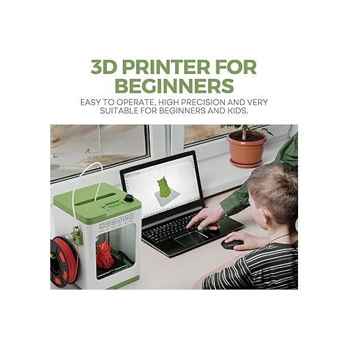 Fully Assembled Mini 3D Printer for Kids and Beginners - Complete Starter Kit with Auto Leveling 3D Printing Machine, 10M PLA Filament, and SD Card - WiFi 3D Home Printer for MAC, Windows, and Linux