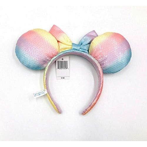  Asdf Rainbow Sequins Bow Rare Shanghai Tokyo Disney Resort Minnie Mouse Ears Headband Pastels