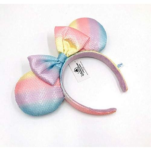  Asdf Rainbow Sequins Bow Rare Shanghai Tokyo Disney Resort Minnie Mouse Ears Headband Pastels