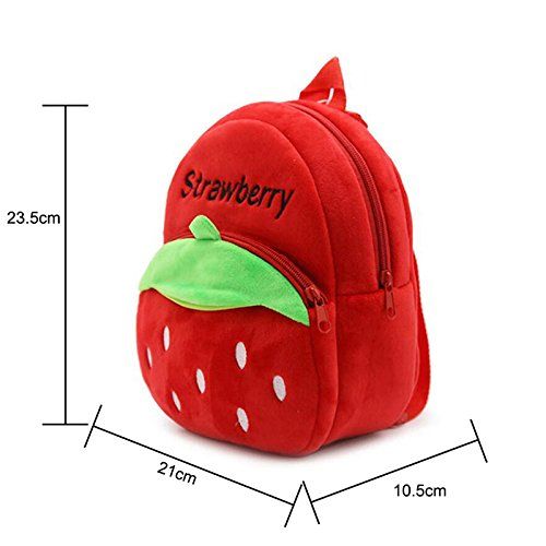  Asdomo Toddler Kids Plush Backpack Strawberry Kindergarten Cartoon Baby Girls School Book Shoulder Bags Snack Travel Bag Christmas Gift for Age 1-3