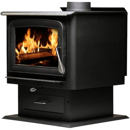  Ashley Hearth AW2520E-P 2,500 Sq. Ft. EPA Certified Pedestal Wood Burning Stove, Medium, Black