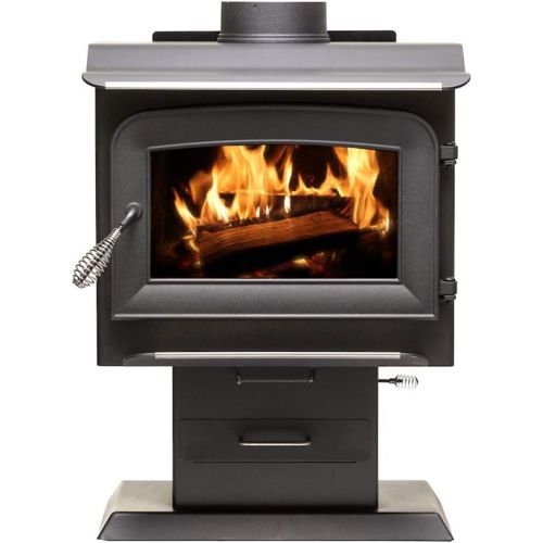  Ashley Hearth AW1120E P 1,200 Sq. Ft. EPA Certified Pedestal Wood Burning Stove, Black