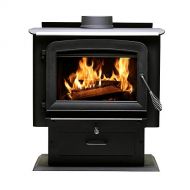 Ashley Hearth AW2020E P 2,000 Sq. Ft. Pedestal Wood Burning Stove, Black