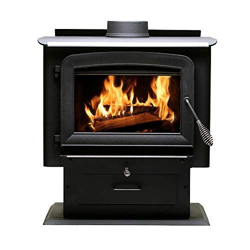  Ashley Hearth AW2020E P 2,000 Sq. Ft. Pedestal Wood Burning Stove, Black