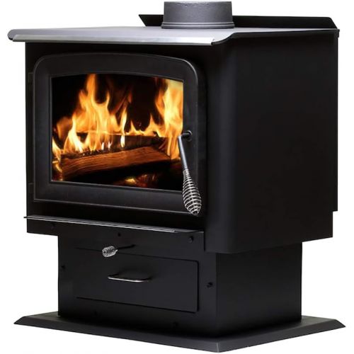  Ashley Hearth AW2020E P 2,000 Sq. Ft. Pedestal Wood Burning Stove, Black